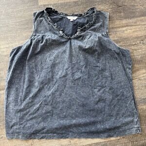Jillian N Woman's Blue Sleeveless VNeck Pleated Ruffle 2X A1